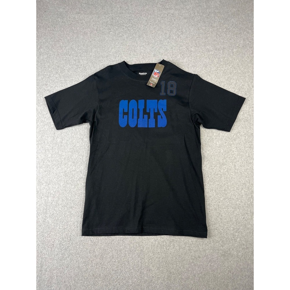 Indianapolis Colts Shirt Mens M Black‎ Reebok Short Sleeve Peyton Manning 18